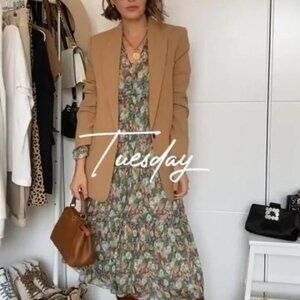 Zara floral print Midi Dress NWOT